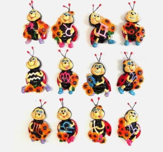 CALAMITA COCCINELLA CON ZODIACO PORTAFORTUNA;FRIDGE MAGNETS LADYBUG