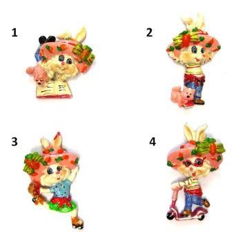 CALAMITA MAGNETE FRIGO RESINA CONIGLIETTI SCUOLA ;FRIDGE MAGNETS RABBITS SCHOOL