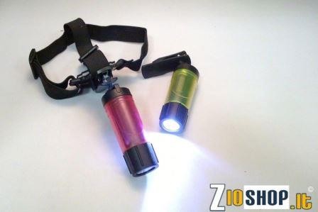 Torcia Led basso consumo da Minatore con Pinza e Fascia Testa