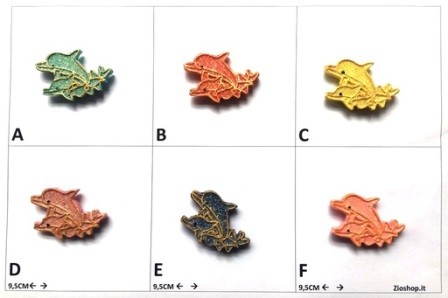 Calamita Magnete Frigo Fridge Magnets  DELFINO CARTOON DOPPIO CON BRILLANT