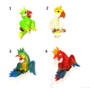 CALAMITA MAGNETE FRIGO RESINA PAPPAGALLO MATTO;FRIDGE MAGNETS CRAZY PARROTS