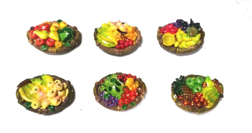 CALAMITA MAGNETE IN RESINA CESTO FRUTTA; FRIDGE MAGNETS FRUITS