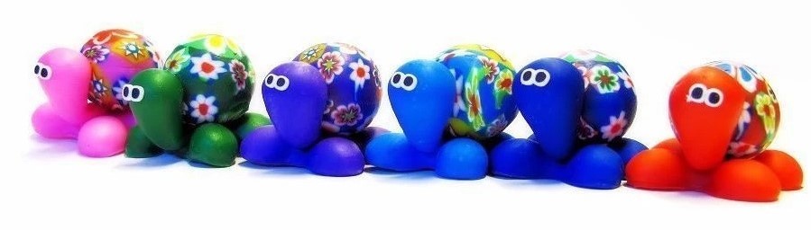 Tartaruga Portafortuna Magnetica in Fimo Flowy; Lucky Fridge Magnets Turtle 