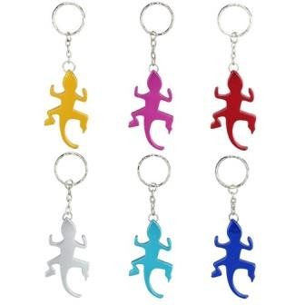 Set di 12 Portachiavi ApriBottiglia a Forma di Geco Colori Misti