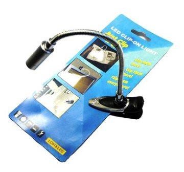 Lampada  Basso consumo 1 Led bianco,  con Pinza per Lettori Notturni, E-Reader, Kindle, Studio, Letto, Viaggi, Tablet, Computer Portatili 