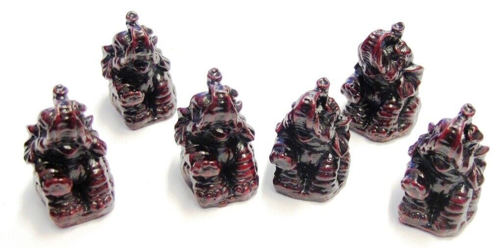 SET DI 6 MINI ELEFANTI PORTAFORTUNA IN RESINA DA COLLEZIONE