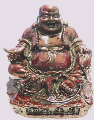BUDDHA SEDUTO PORTAFORTUNA RICCHEZZA IN RESINA DA COLLEZIONE IDEA REGALO 和气生财