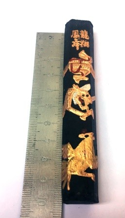 INCHIOSTRO CHINA CALLIGRAFIA CINESE "Mò" FORMA PRISMA ESAGONALE DA 10cm DRAGO-FENICE Pittura Sumi-e Calligrafia