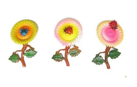 CALAMITA MAGNETE IN PLASTICA COCCINELLA SU GIRASOLE;FRIDGE MAGNET SUNFLOWER