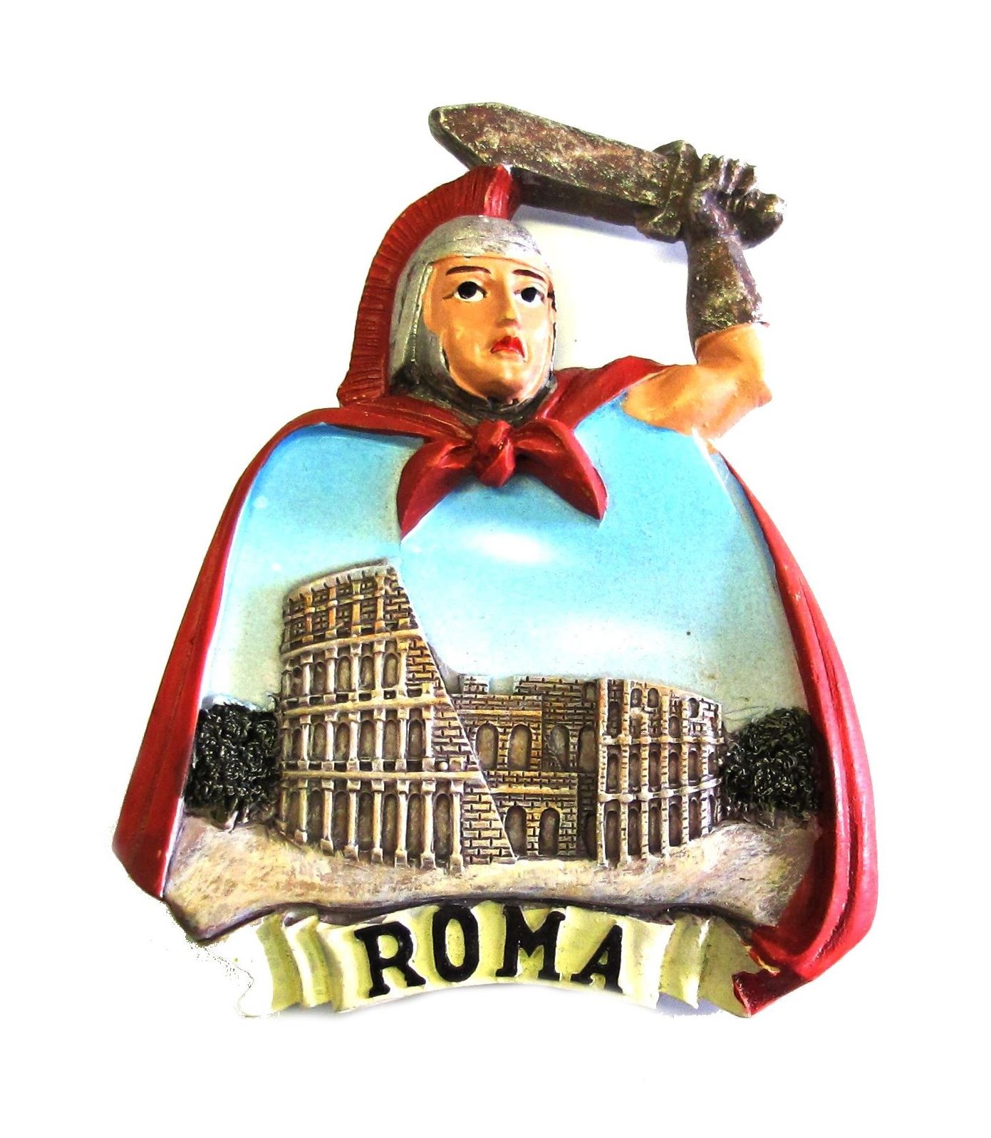 Calamita Magnete Resina "ROMA GLADIATORE COLOSSEO" Fridge Magnet Souvenir