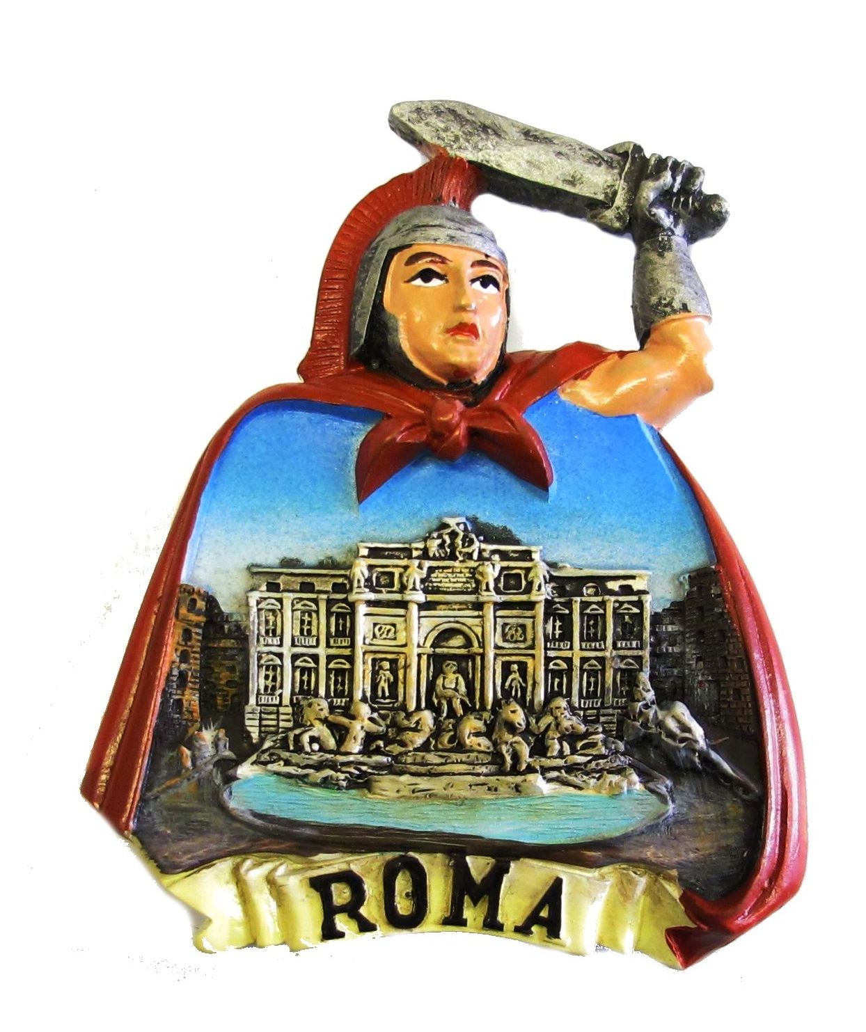 Calamita da Frigo Magnete Resina"ROMA GLADIATORE TREVI"Fridge Magnet Souvenir
