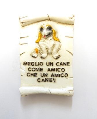 Calamita Magnete Frigo Pergamena Cane Amico Proverbi;Fridge Magnets Dog Series Italy 