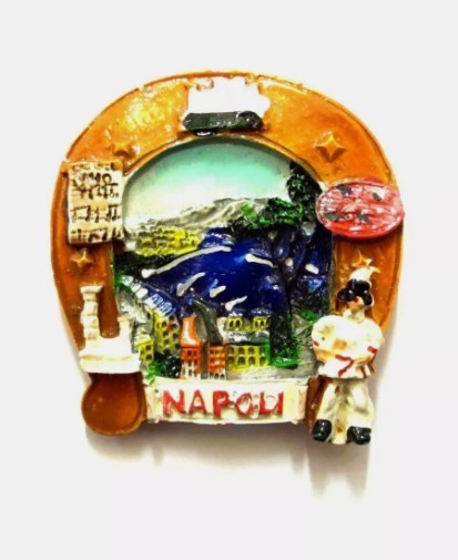 Calamita Magnete Resina"NAPOLI GOLFO FERRO DI CAVALLO"Fridge Magnet Souvenir