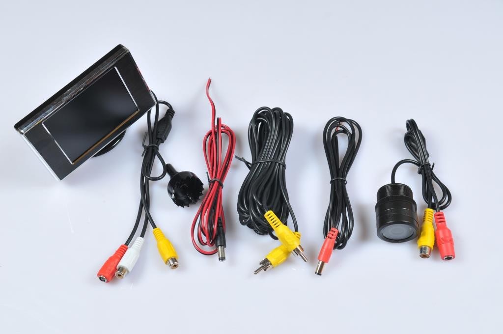 KIT TELECAMERA RETROMARCIA CABLATO LED MONITOR LCD 3,5"