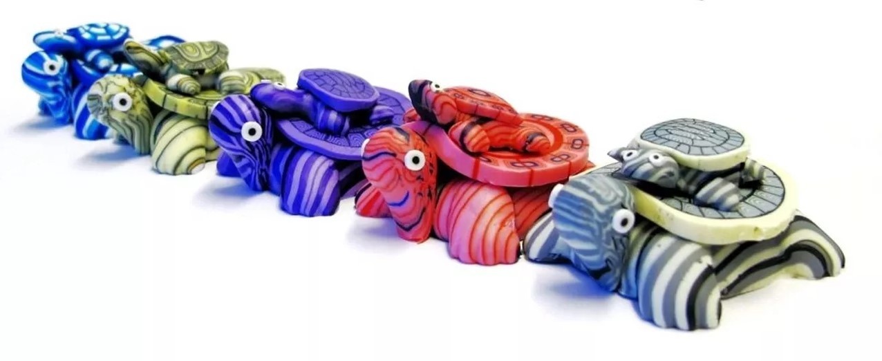Tartaruga Portafortuna Magnetica in Fimo NewLine; Lucky Fridge Magnets Turtl
