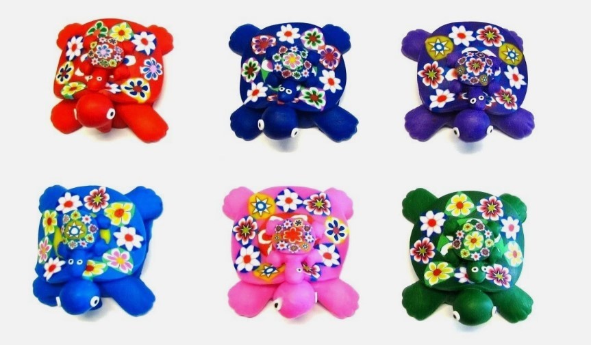 Tartaruga Portafortuna Magnetica in Fimo XL; Lucky Fridge Magnets Turtle XL