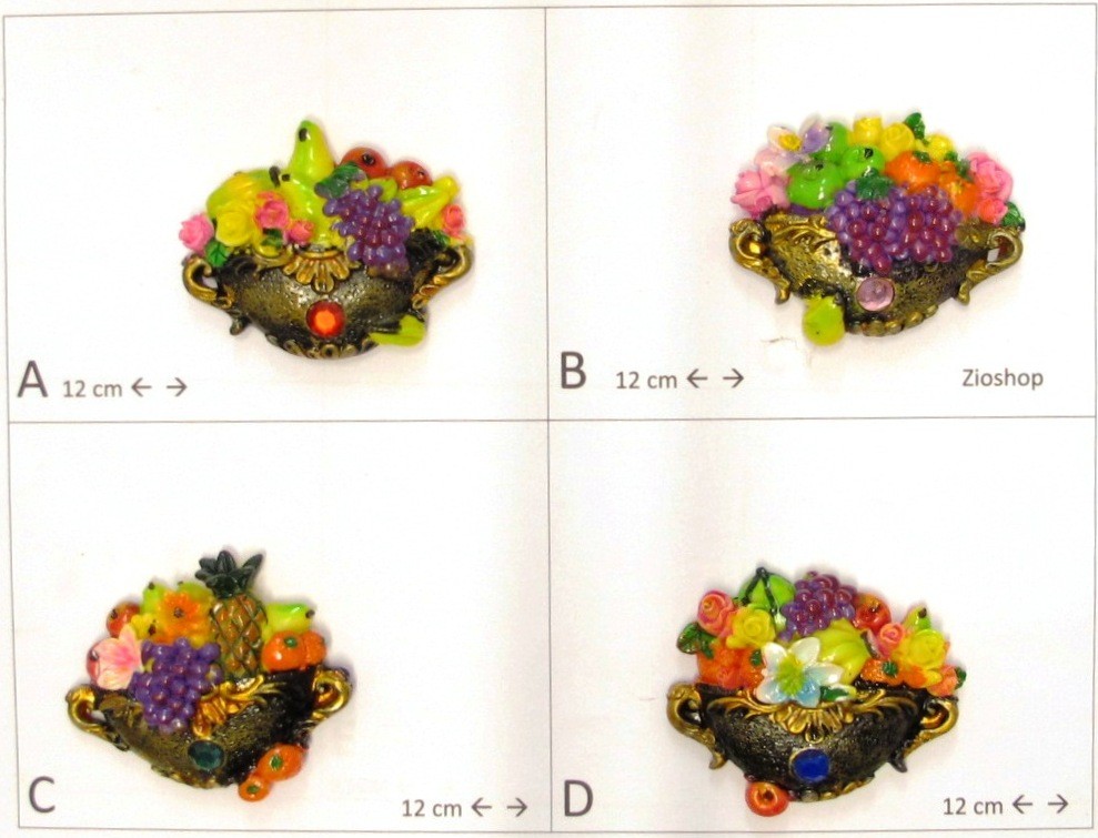 Calamita Magnete Frigo Fridge Magnets  CESTO EFFETTO BRONZO CON FRUTTA