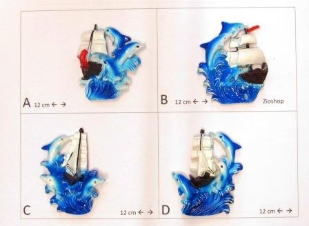 Calamita Magnete Frigo Fridge Magnets Dolphin DELFINI CON VELIERI 