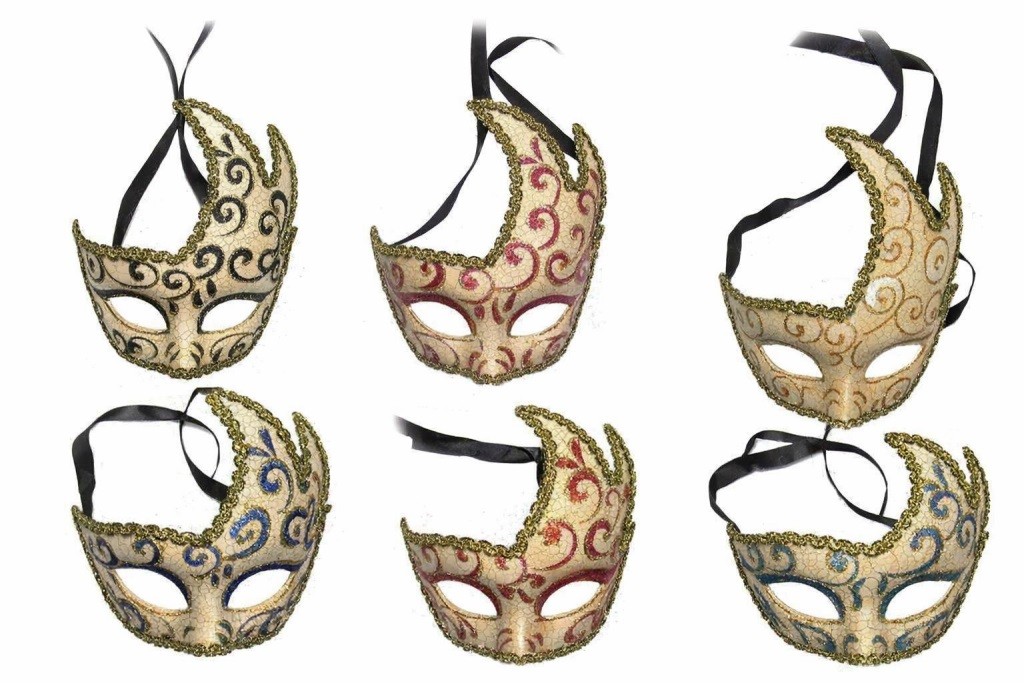 Souvenir Italia Venezia Maschera Carnevale Classica decorata serie 1980. Disponibile in varie colorazioni
