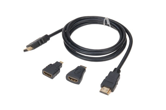 CAVO HDMI FULL HD 3 IN 1 ADATTATORI MINI E MICRO HDMI CONNETTORI DORATI 1,5m