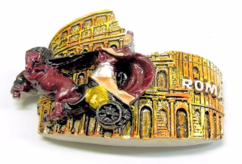 Calamita Magnete Resina"ROMA COLOSSEO CON  BIGA" Fridge Magnet Souvenir