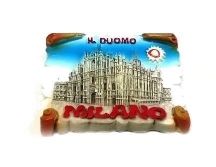 Calamita Magnete Souvenir from italy in Resina Milano SHINING DUOMO SCROLL