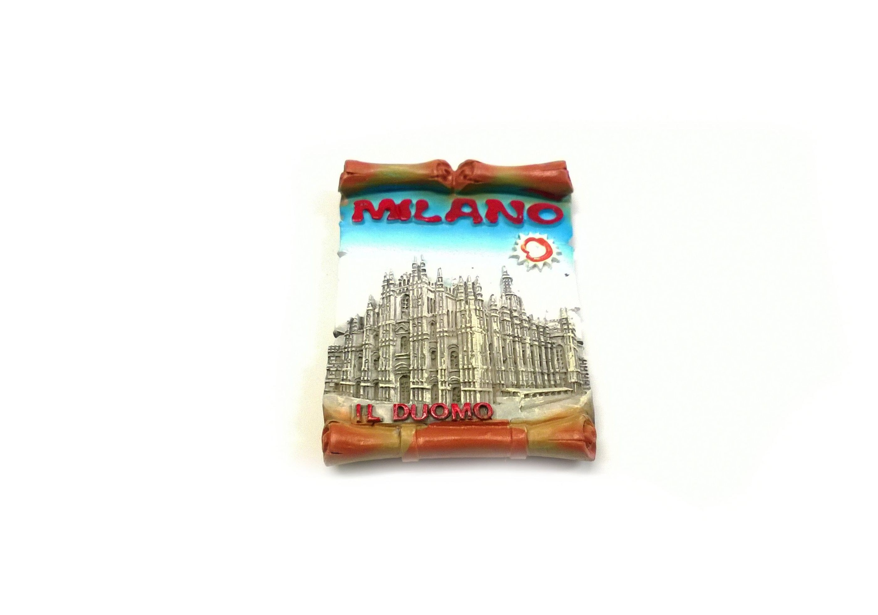 Calamita Magnete Souvenir from Italy in Resina Milano SHINING DUOMO Verticale