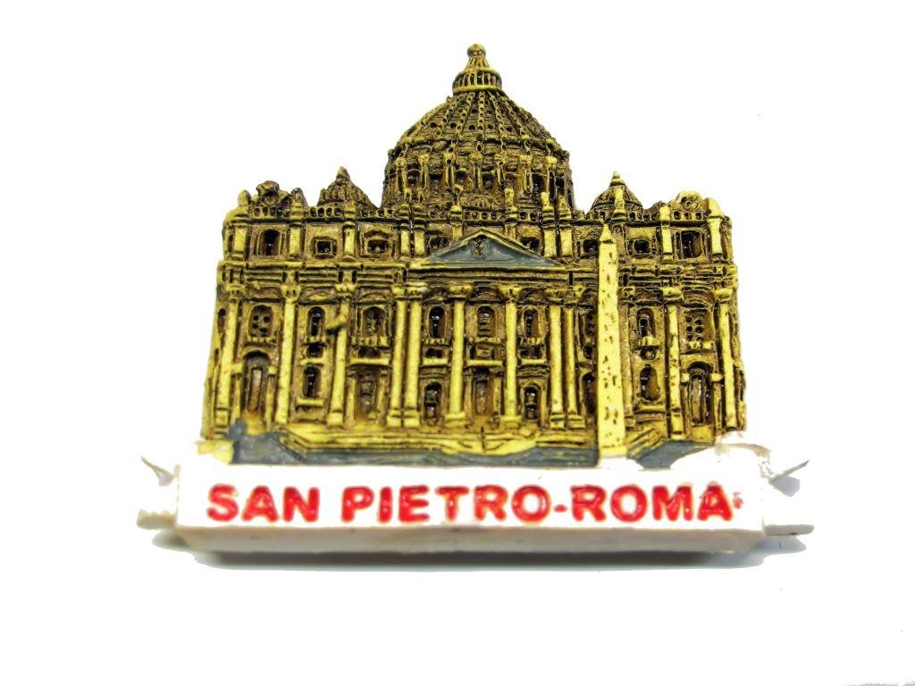 Calamita Magnete Resina "ROMA VATICANO NASTRO BIANCO" Fridge Magnet Souvenir 