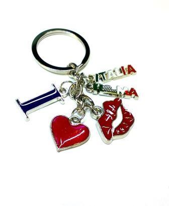 SOUVENIR FROM ITALY " PORTACHIAVE KEYCHAIN I LOVE ITALIA HOT LIPS"
