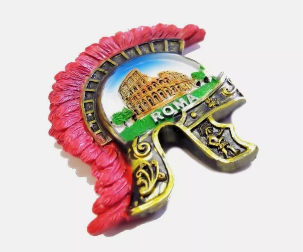 CALAMITA MAGNETE RESINA ROMA COLOSSEO ELMO ROSSO CENTURIONE;FRIDGE MAGNET FROM ITALY