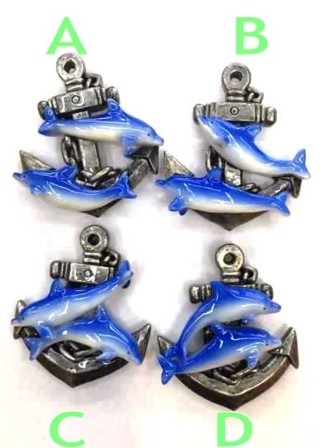 Calamita da Frigo Magnete Resina"ANCORA CON DELFINI"Fridge Magnet Souvenir 