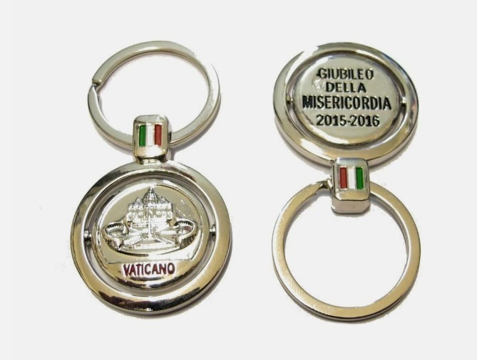 PORTACHIAVI SOUVENIR  "VATICANO JUBILEUM GIUBILEO TONDO";JUBILEE KEYCHAIN FROM ITALY