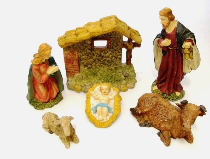 IDEA REGALO PRESEPIO PRESEPE NATALE 6 COMPONENTI RESINA CHRISTMAS CRIB