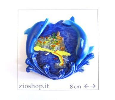 Calamita Magnete Frigo Fridge Magnets  PAESAGGIO MARE CON DOPPIO DELFINI SU ONDA  