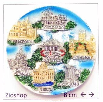 12 x Calamita Frigo Magnete Souvenir "ROMA PIATTO VATICANO + 6 MONUMENTI " Fridge Magnet  From Italy