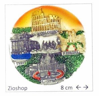 12 x Calamita Frigo Magnete Souvenir "ROMA PIATTO TRAMONTO 5 MERAVIGLIE  " Fridge Magnet  From Italy