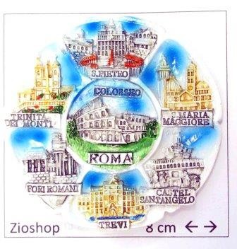 12 x Calamita Frigo Magnete Souvenir "ROMA PIATTO 7 MERAVIGLIE"Fridge Magnet  From Italy
