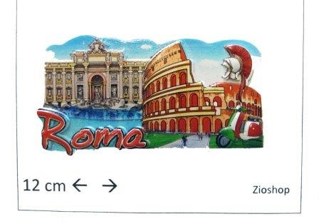 12 x Calamita Frigo Magnete Calamita "ROMA- PRINT FONTANA TREVI COLOSSEO ELMO" Fridge Magnet  From Italy