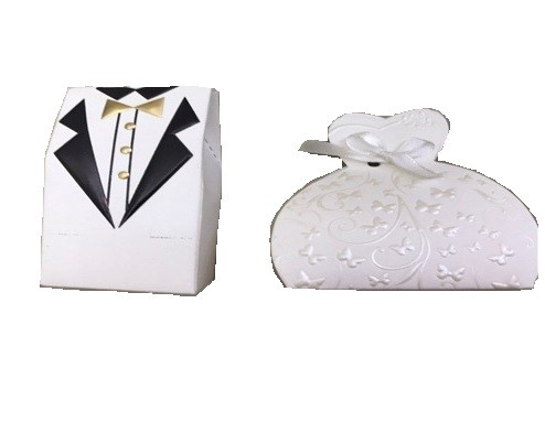 Scatolina Portaconfetti Scatola Bomboniera Segnaposto Matrimonio Nozze Abito Sposa Sposo