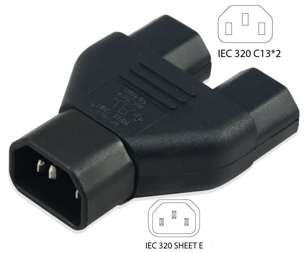 CONNETTORE SPLITTER VDE C14 1M/2F IEC 1M/2F IEC60320 IEC 60320