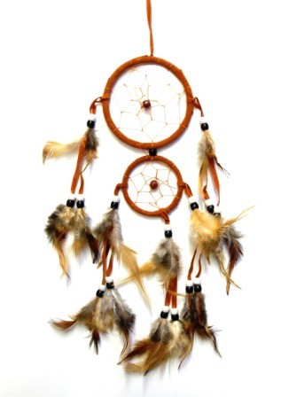 Acchiappasogni Colorato Con Piume Fatto a mano Stile Indios 2 CERCHI  9cm-6cm 6 colori 