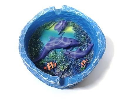 POSACENERE IN RESINA DIPINTA A MANO 2+1 DELFINO SOUVENIR MARE 77-8736