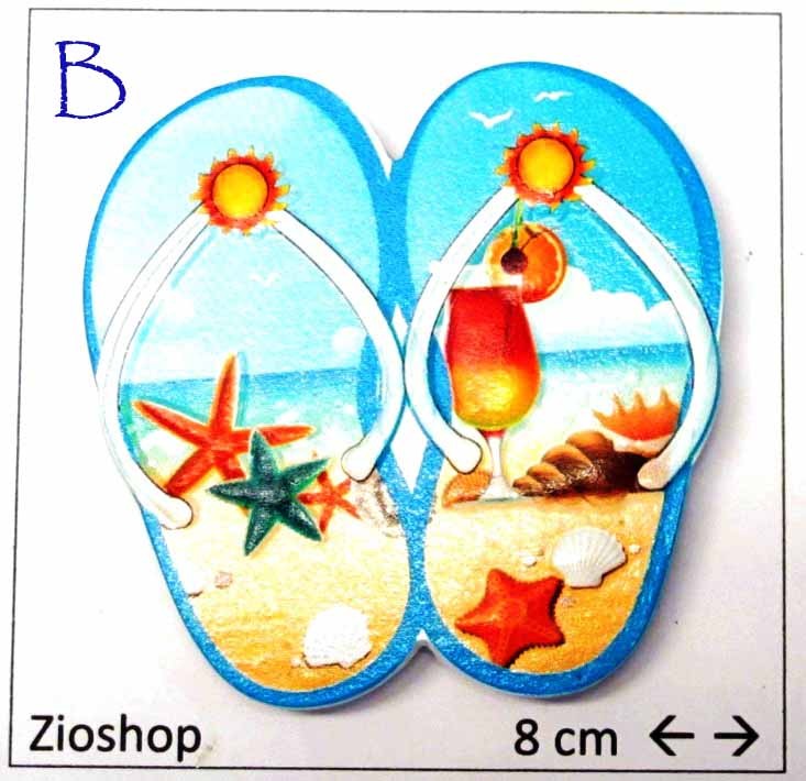 Calamita Magnete Frigo Fridge Magnets PRINT APERI CIABATTINE SOUVENIR MARE