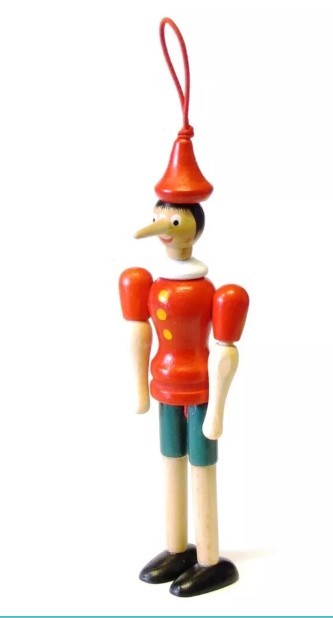 12 Pezzi di Souvenir Italia BURATTINO in Legno Artigianale Pinocchio 15CM BOMBONIERA