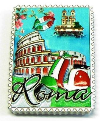 CALAMITA FRIGO MAGNETE SOUVENIR ITALIA ROMA KISS TRICOLORE COLOSSEO P.SPAGNA TRINITA' FRIDGE MAGNETS
