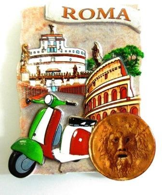CALAMITA FRIGO MAGNETE SOUVENIR ITALIA ROMA BOCCA VERITà COLOSSEO CASTEL SANT'ANGELO FRIDGE MAGNETS