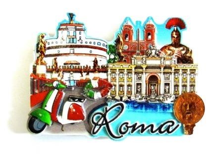 CALAMITA FRIGO MAGNETE SOUVENIR ITALIA ROMA TREVI COLOSSEO CASTEL SANT'ANGELO FRIDGE MAGNETS