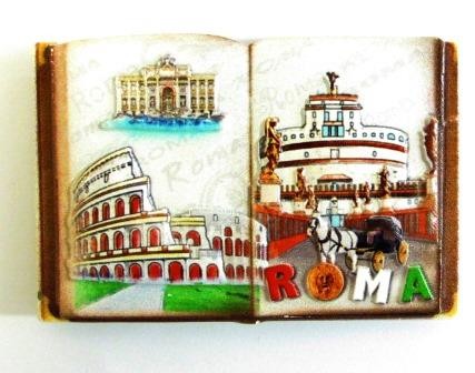 CALAMITA FRIGO MAGNETE SOUVENIR ITALIA ROMA BOOK ANTIQUA COLOSSEO CASTEL SANT'ANGELO FRIDGE MAGNETS