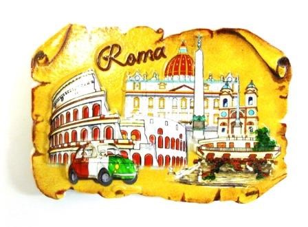CALAMITA FRIGO MAGNETE PERGAMENA SOUVENIR ITALIA ROMA SAN PIETRO COLOSSEO PIAZZA DI SPAGNA  FRIDGE MAGNETS
