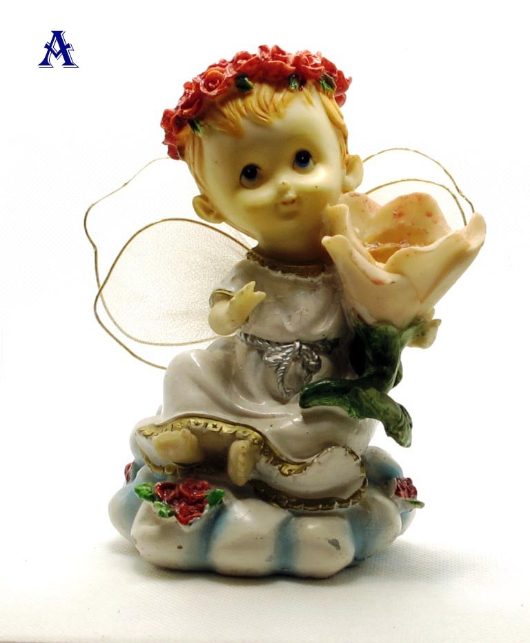 Statuette Angeli portacandela in Resina Natale. Idea Regalo H:14cm